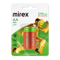 Аккумулятор Ni-MH Mirex HR6 / AA 2700mAh 1,2V 2 шт (2/20/100) (цена за упаковку 2шт)