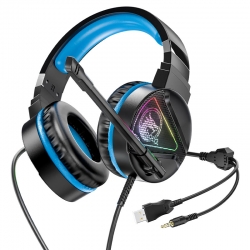 Проводные внешние наушники HOCO W104 Drift gaming Headphone, синие Проводные внешние наушники HOCO W104 Drift gaming Headphone, синие