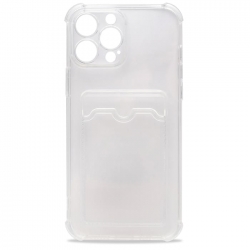 Чехол силиконовый с визитницей iPhone 14 Pro Max прозрачный