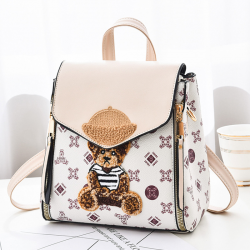 Рюкзак с мишкой для девочек бежевый