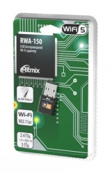 Адаптер Wi-Fi 433/150 Мбит/с Ritmix RWA-150 Wi-Fi 5; 5/2.4 ГГц; 802.11ac/b/g/n