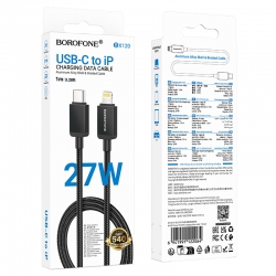 USB-C кабель BOROFONE BX120 PD27W Type-C to Lightning (100см. 3A), черный