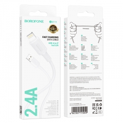 USB кабель Lightning BOROFONE BX111 silicone (100см. 2.4A), белый