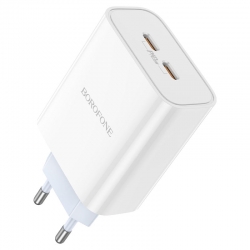 Сетевой адаптер BOROFONE BA73A Young PD35W dual port (2C), белый Сетевой адаптер BOROFONE BA73A Young PD35W dual port (2C), белый