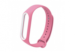 Ремешок силиконовый для Mi Band 5/ 6, розовый-белый Ремешок силиконовый для Mi Band 5/ 6, розовый-белый