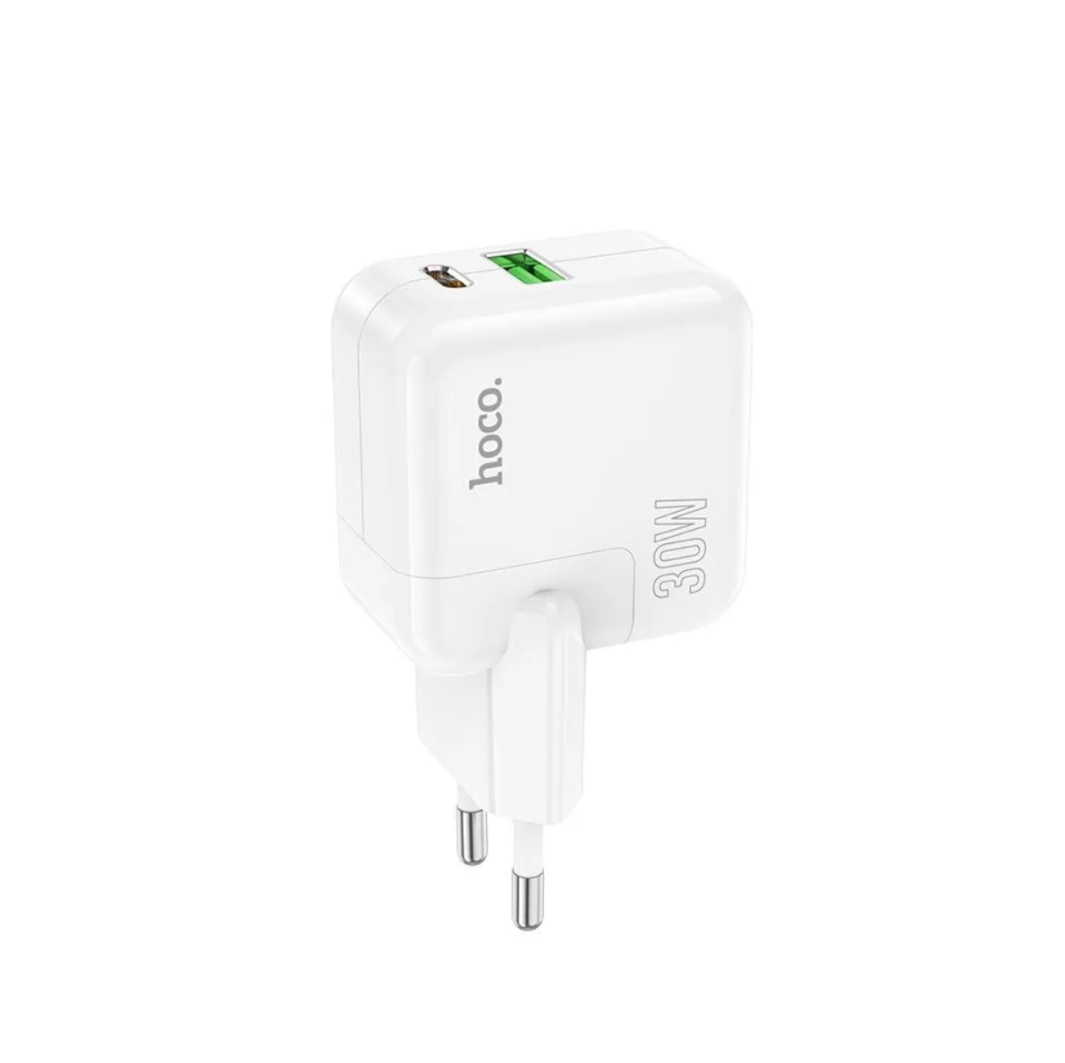 Сетевой адаптер HOCO C111A Lucky dual-port PD30W+QC3.0 charger, белый