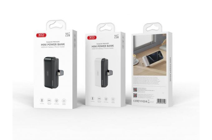 Внешний аккумулятор Power Bank 5000 mAh XO PR224 iP Quick Charge с подставкой, черный