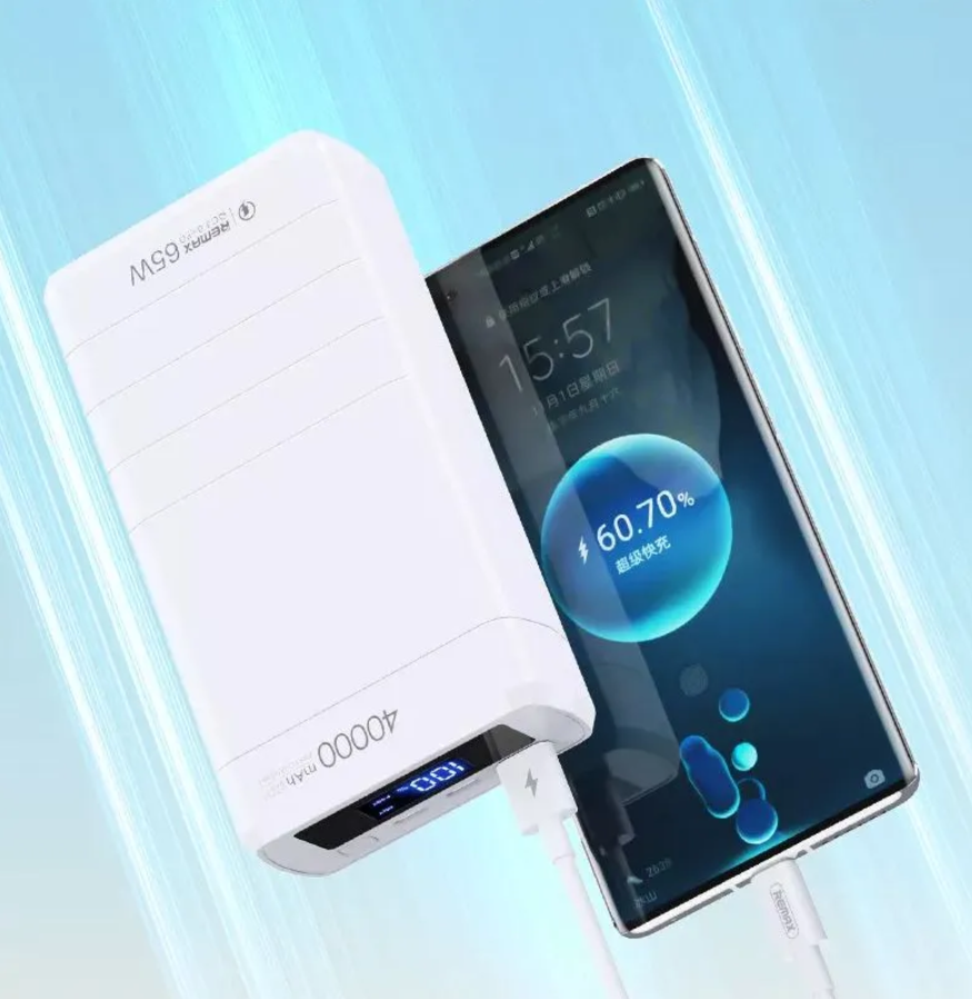 Внешний аккумулятор Power Bank 40000 mAh Remax RPP-310 65W PD+QC, белый