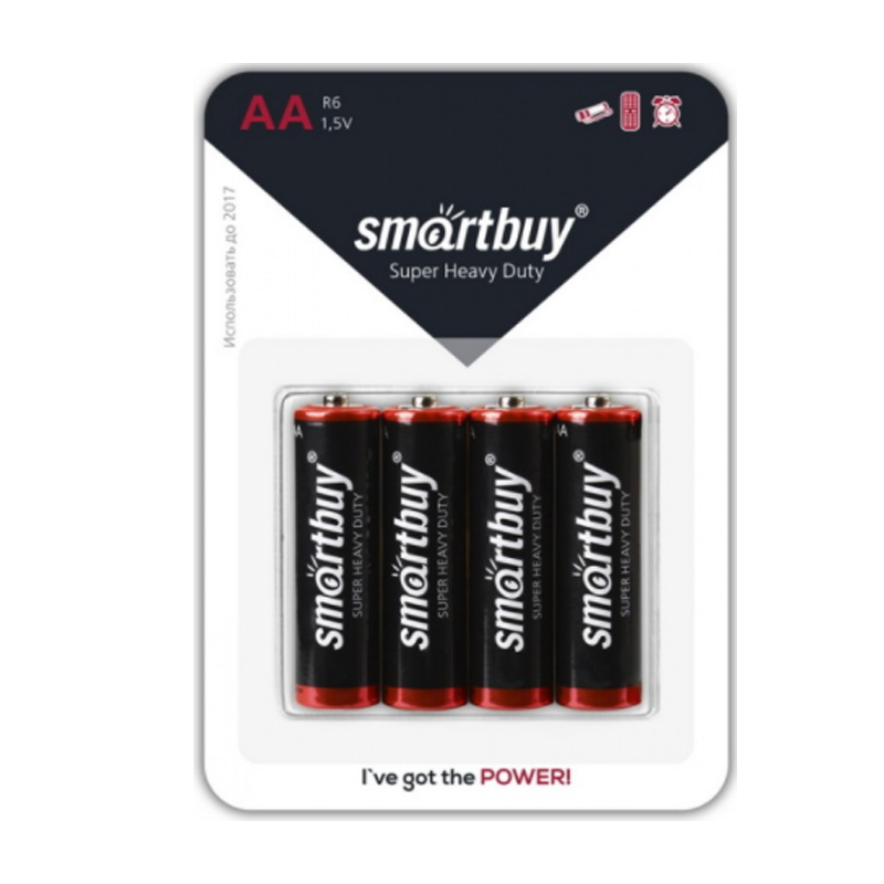 Батарейка Smartbuy R6 AA/ пальчиковая (1,5v, алкалиновая) 4 шт/ (SBBZ-2A04B)