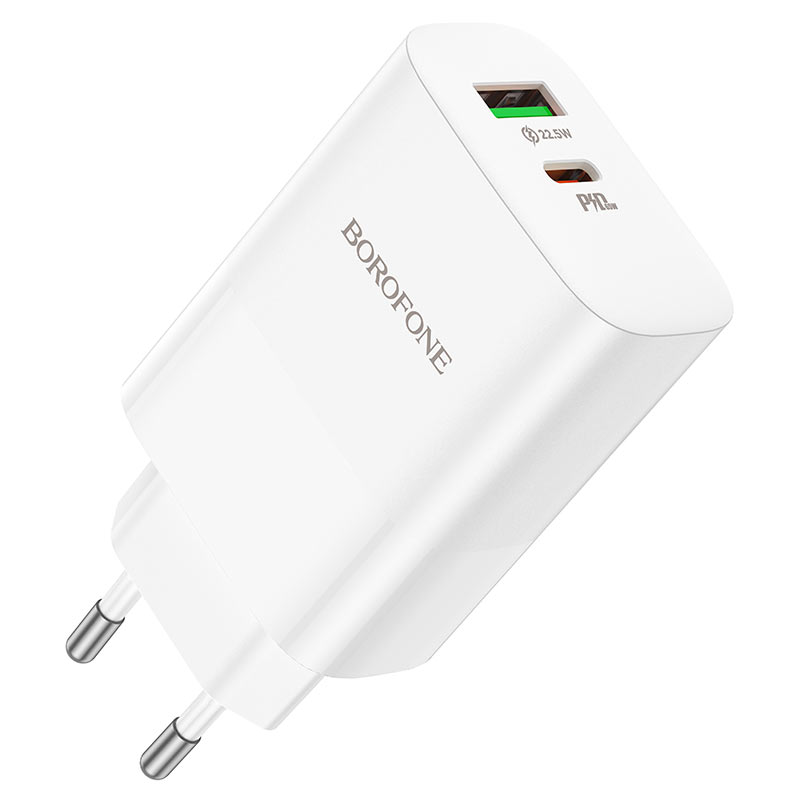 Сетевой адаптер BOROFONE BN10 Sunlight (USB-C 65W, USB 22.5W) без кабеля, белый