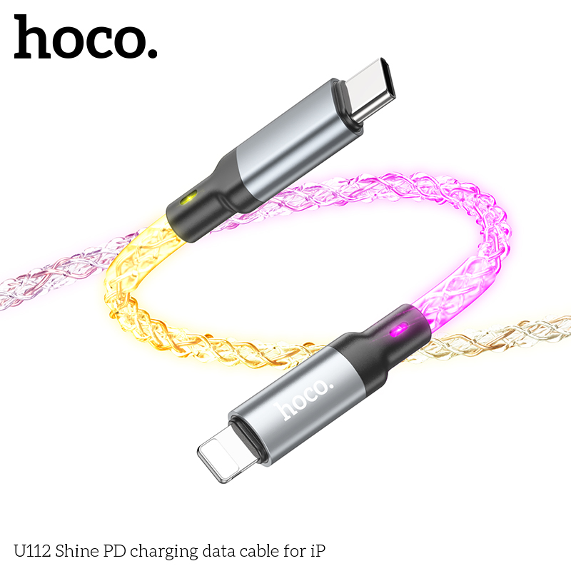 USB-C кабель HOCO U112 PD 20W Type-C to Lightning (100см), серый