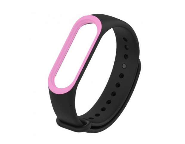 Ремешок силиконовый для Mi Band 5/ 6, черно-розовый
