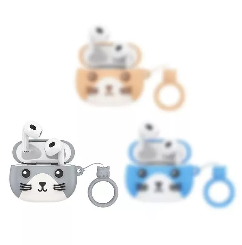 Беспроводные наушники HOCO EW46 Bluetooth True wireless stereo headset + чехол котик бежевый