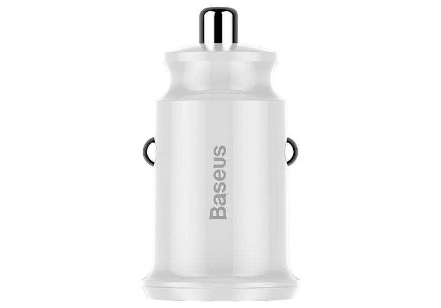 Автомобильный адаптер BASEUS Grain C-8K (2 USB, 3.1A, 30W), белый