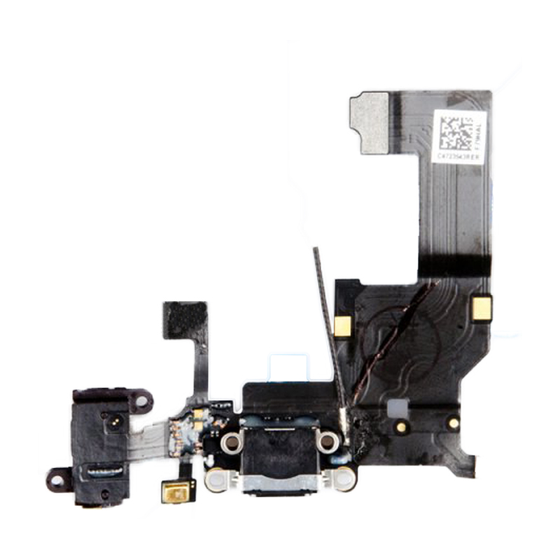 Шлейф iPhone 5 с разъемом зарядки и гарнитуры, черный