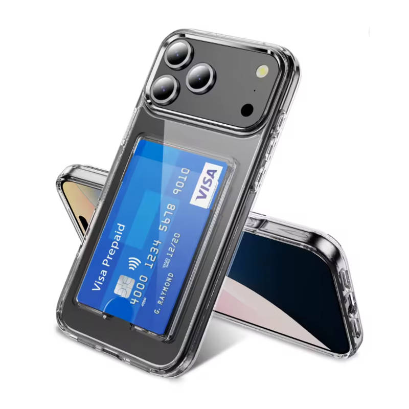 Чехол силиконовый с картхолдером iPhone 17 Pro Max, прозрачный