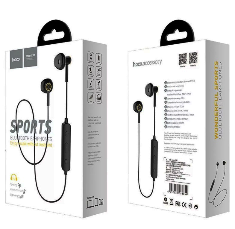 Беспроводные наушники HOCO ES21 Bluetooth Wonderful sport earphones, черные