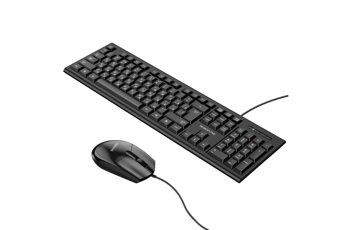 Компелект клавиатура проводная и мышь проводная BOROFONE BG6, черный