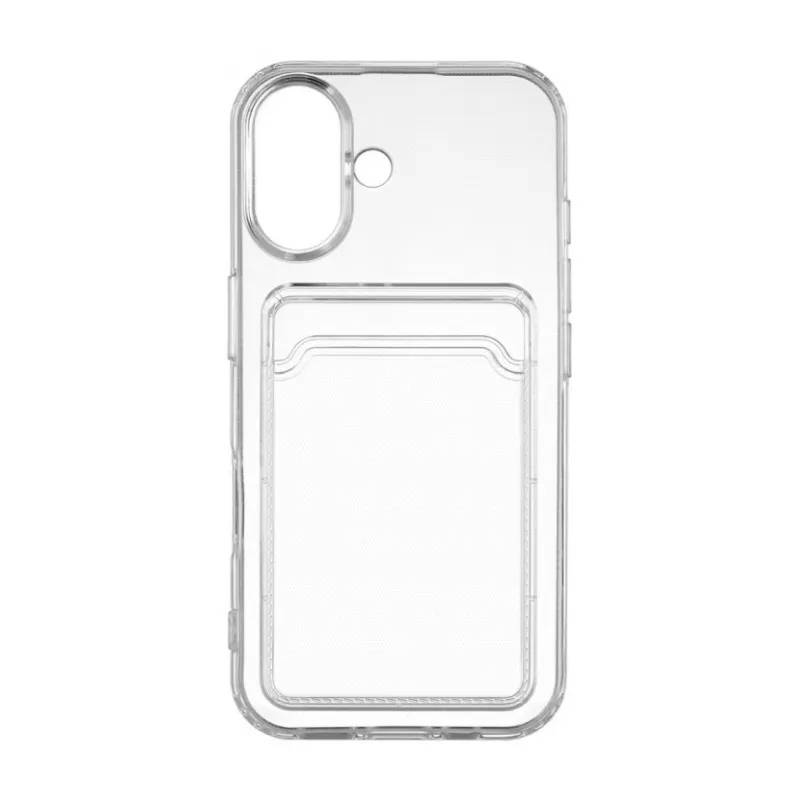 Чехол силиконовый с картхолдером iPhone 17, прозрачный
