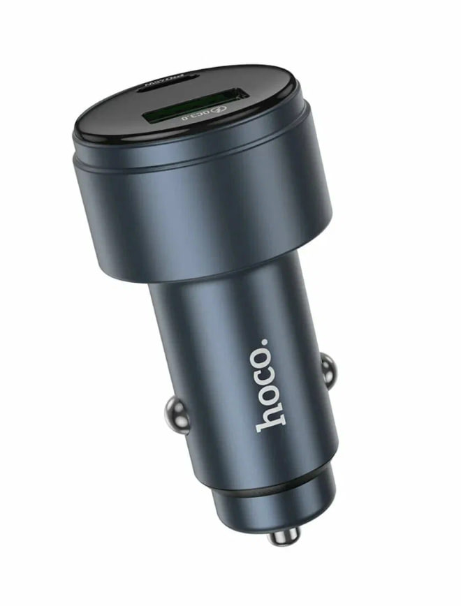 Автомобильный адаптер HOCO Z57B, 1USB/1Type-C, QC3.0+PD45W, 3A, прозрачный серый