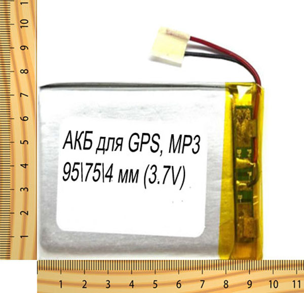 АКБ универсальная на проводах 95/ 75/ 4 мм (3.7V, 3200mAh)