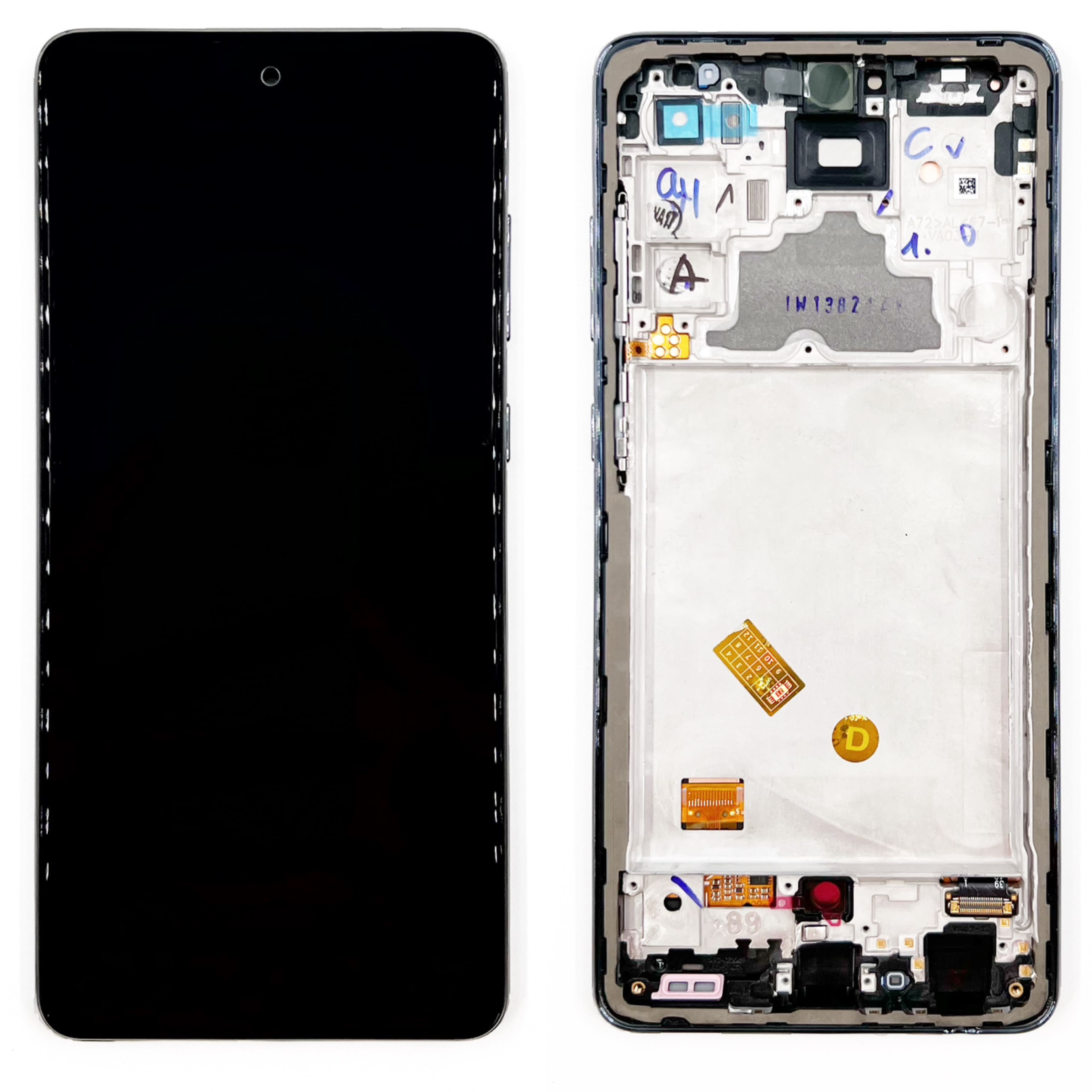 Дисплей Samsung A725F GALAXY A72 в сборе с тачскрином и рамкой, Черный (OR100%)