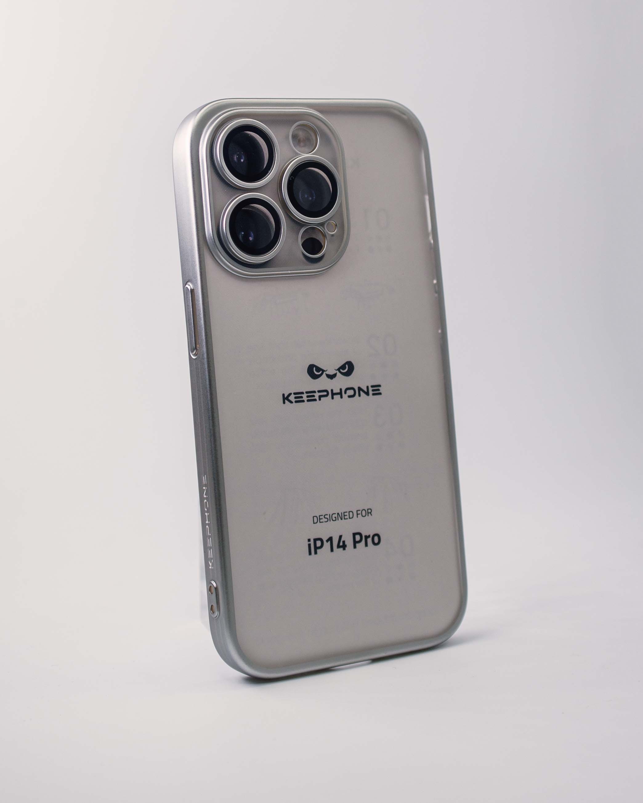 Чехол KeepHone iPhone 14 Pro с защитной линзой, серебро