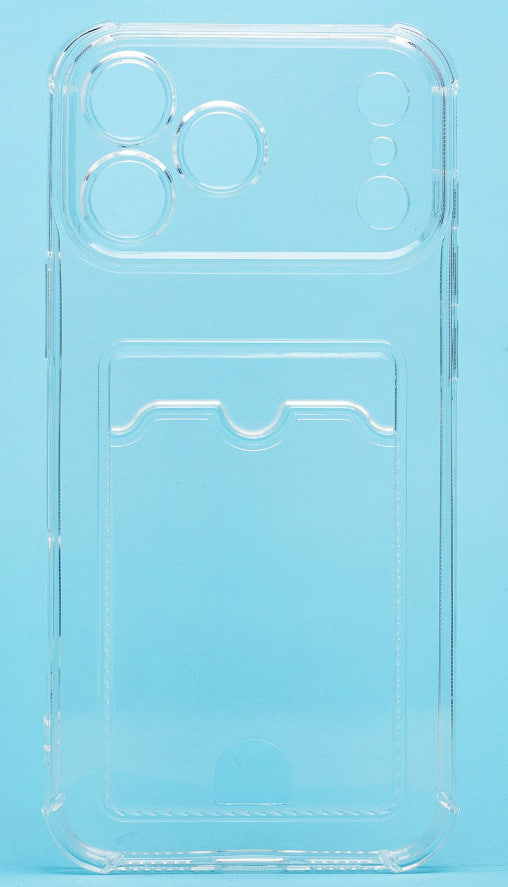 Чехол силиконовый с визитницей для iPhone 17 Pro, прозрачный