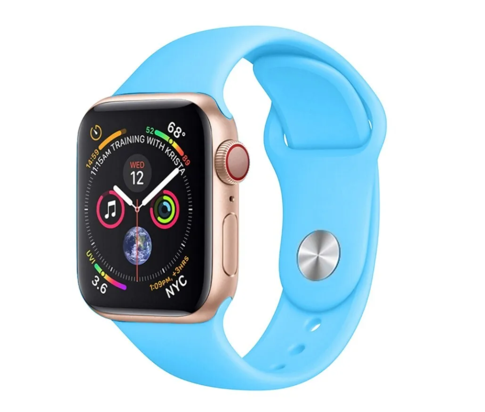 Ремешок силиконовый для Apple Watch 42/ 44 мм Sport Band, голубой №16