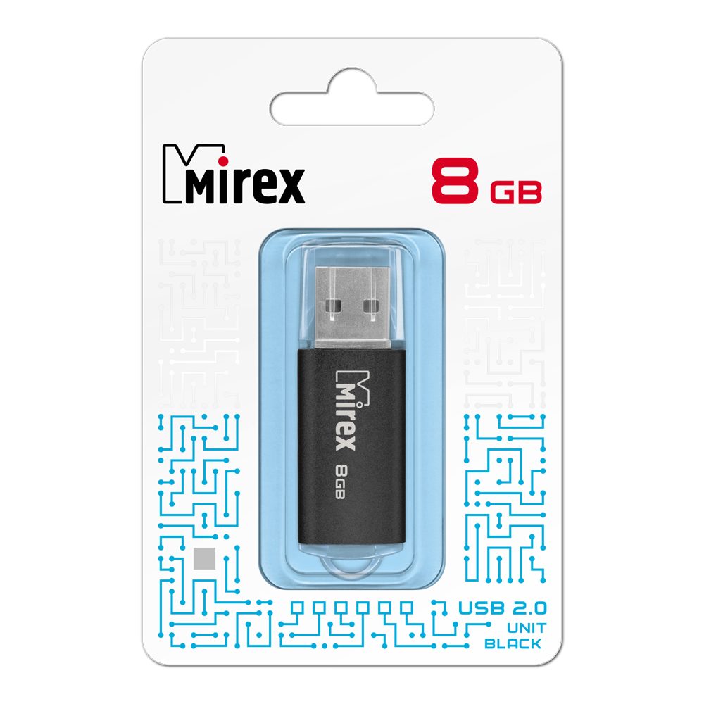 USB флеш-накопитель Mirex 08 GB USB 2.0 UNIT, черный