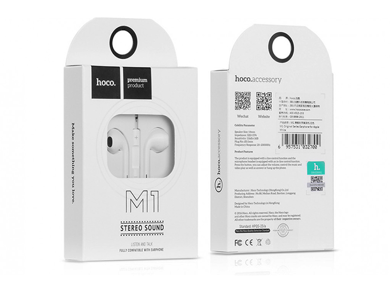 Наушники HOCO M1 Original Series Earphone, белые