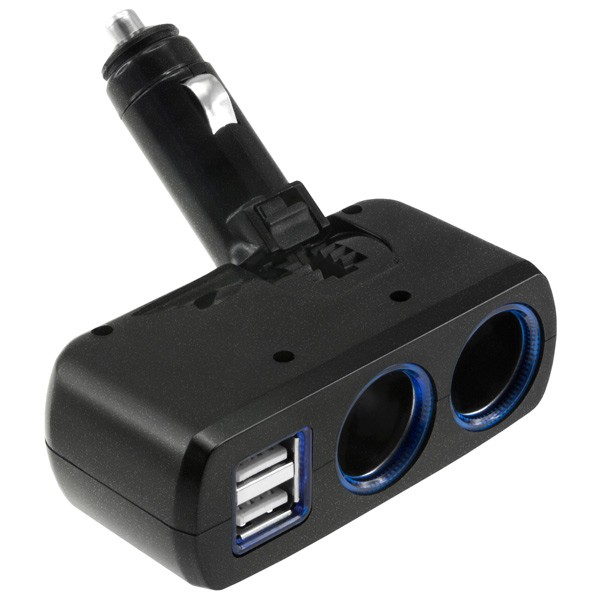 Разветвитель розетки автоприкуривателя OLESSON 1637 (2 гнезда, 2USB, 120W) черный