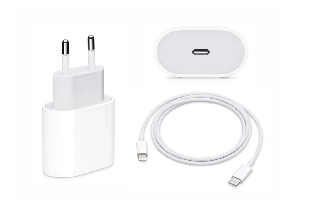 Сетевой адаптер USB-C 20W (MHJ83ZM/A) Model A2347 с кабелем USB-C to Lightning, белый (упаковка)