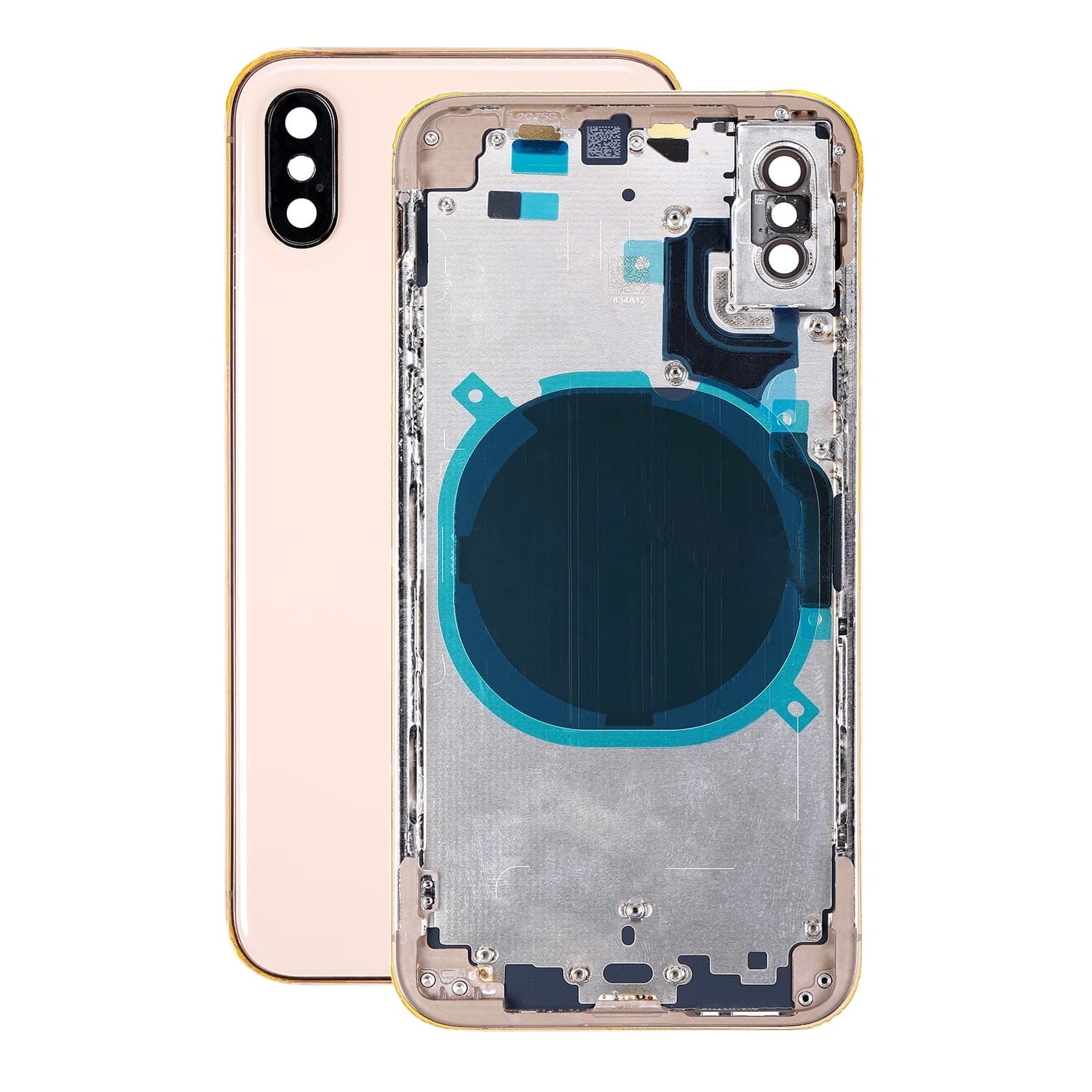 Задняя крышка/ Корпус iPhone XS в сборе с рамкой, золото, (литое стекло) (Org) (CE)