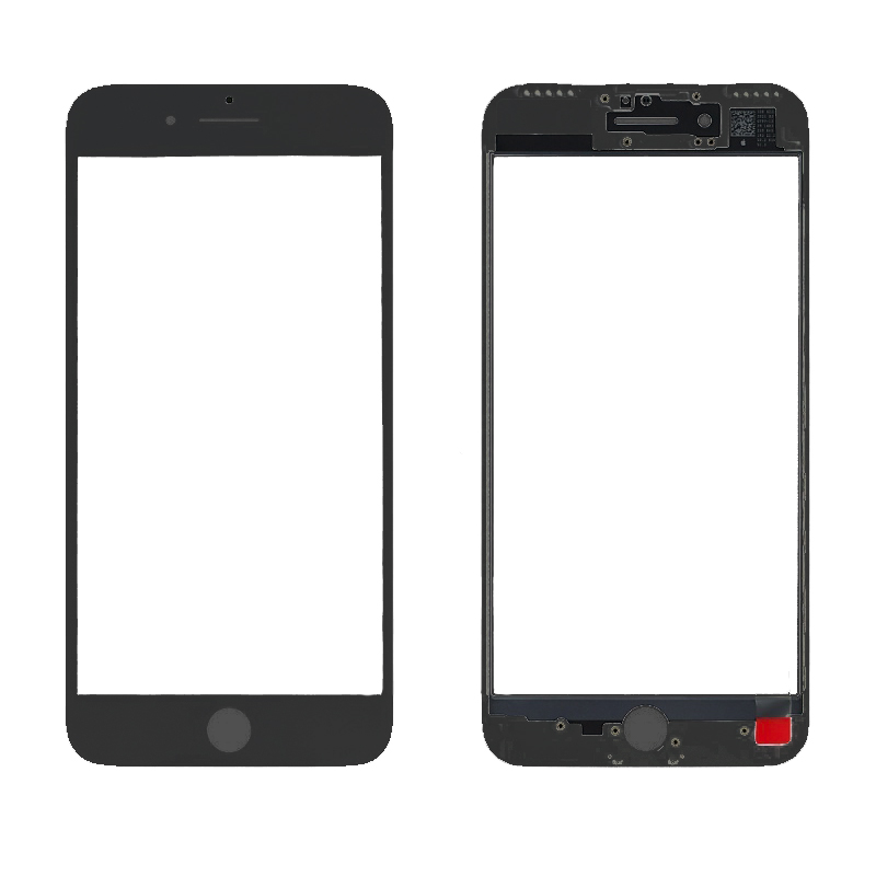 Стекло дисплея для переклейки iPhone 7 в сборе с рамкой и OCA пленкой, черное