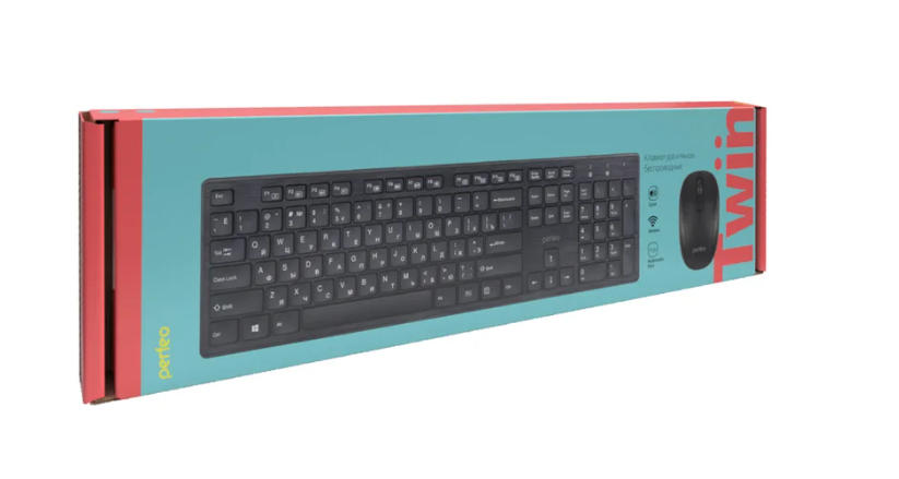 Комплект клавиатура беспроводная и мышь беспроводная Perfeo TWIN , черный