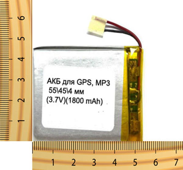 АКБ универсальная на проводах 55/ 45/ 4 мм (3.7V, 1800 mAh)