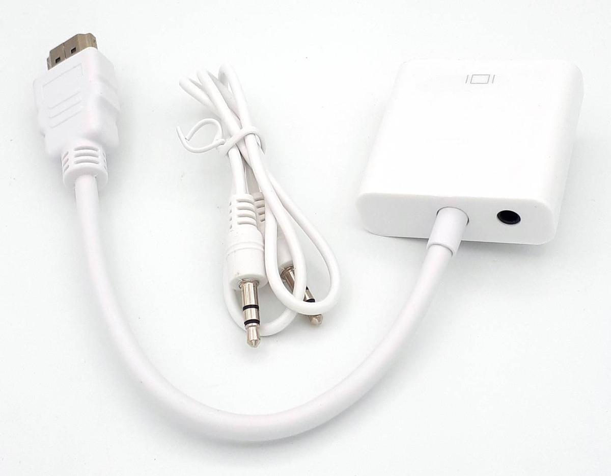 Конвертер HDMI (M) to VGA (F) кабель 15см (белый)