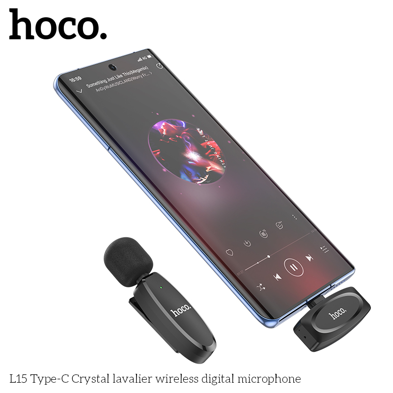 Микрофон петличный беспроводной HOCO L15 (TYPE-C), черный