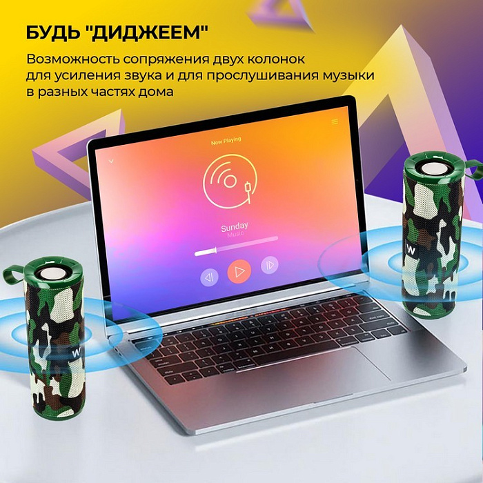 Колонка портативная WALKER WSP-110 Bluetooth, камуфляж