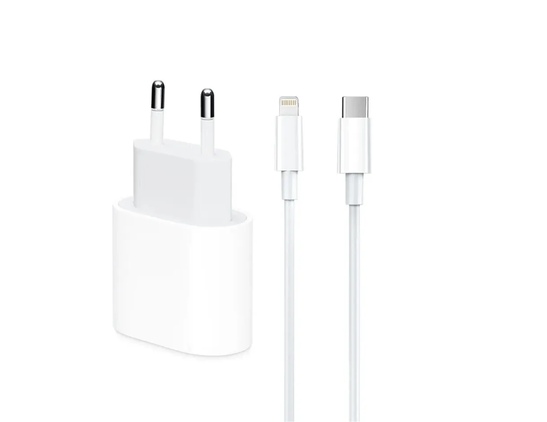 Сетевой адаптер USB-C 20W (MHJ83ZM/A) Model A2347 Orig, кабель USB-C to Lightning, белый (упаковка)