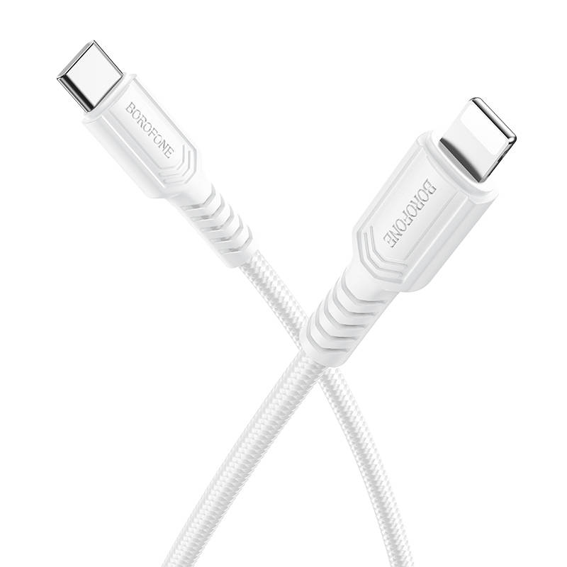 USB-C кабель BOROFONE BX116 Certain PD Type-C to Lightning (100см., нейлон), белый