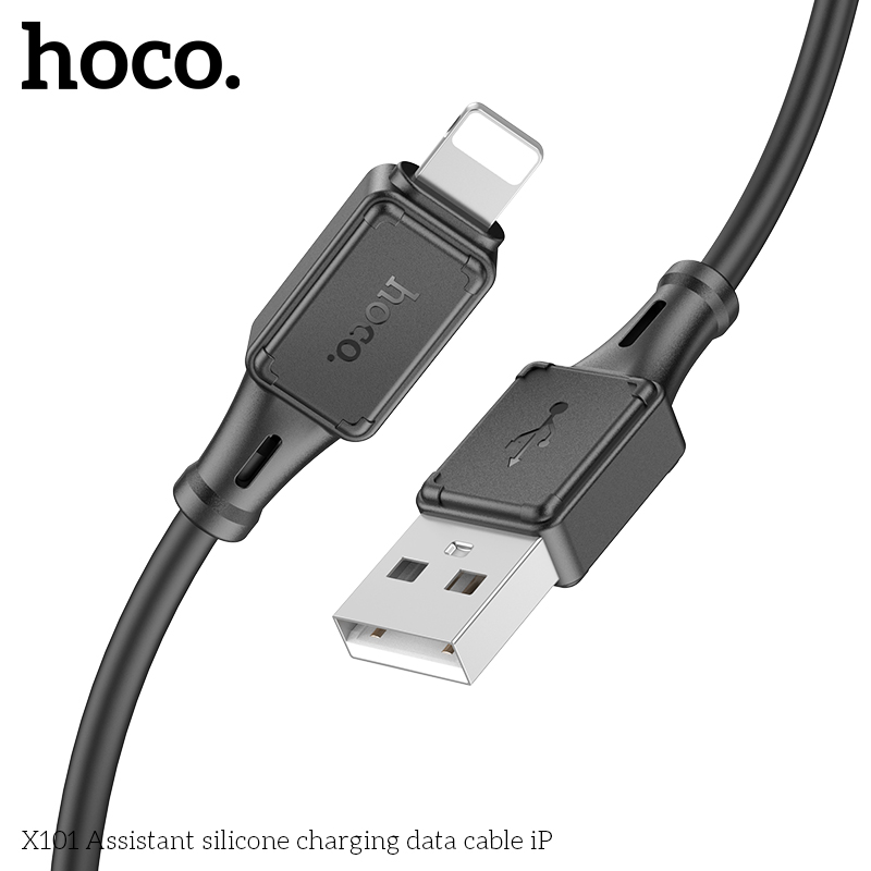 USB кабель Lightning HOCO X101 Assistant silicone (100см. 2.4A)., черный
