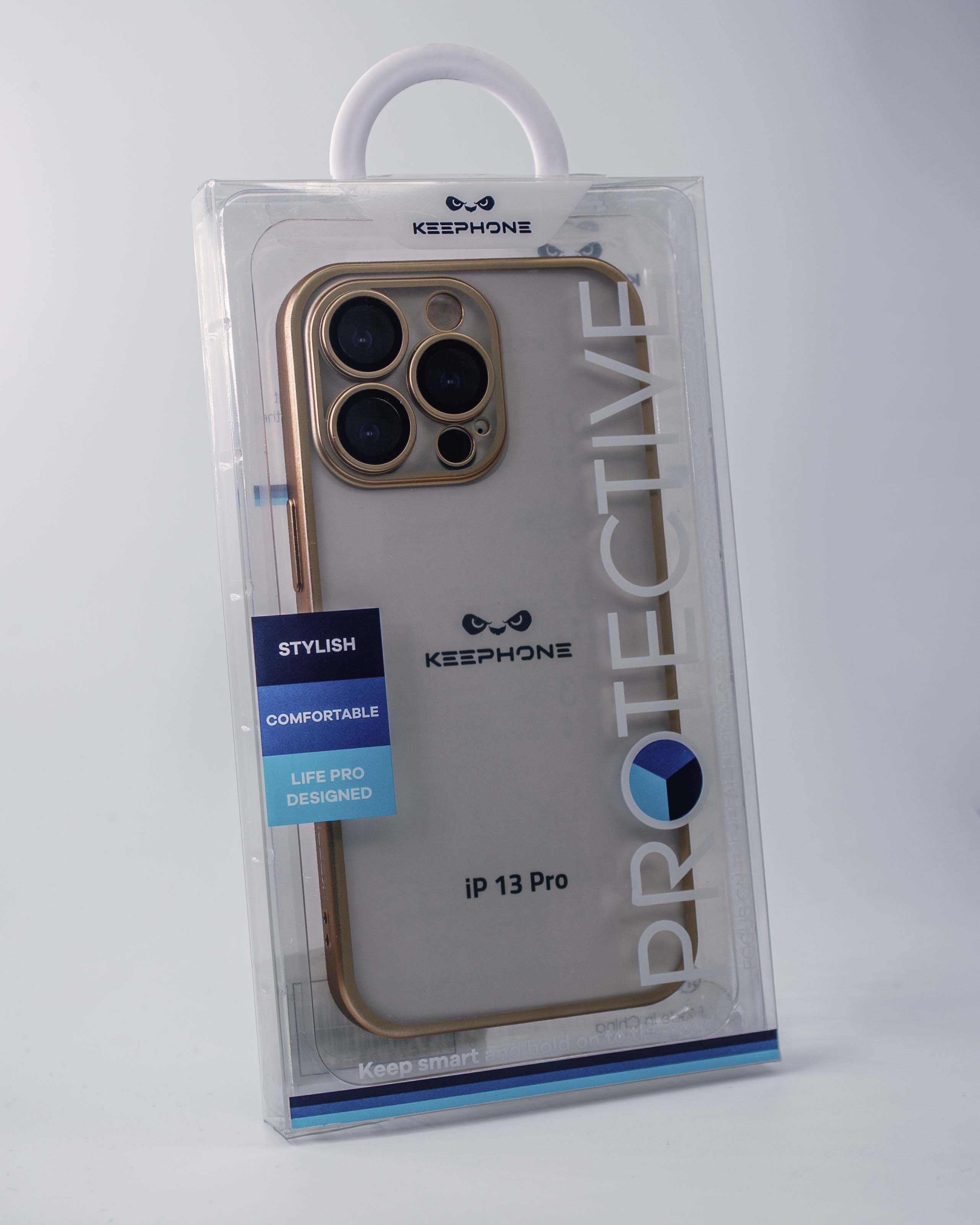 Чехол KeepHone iPhone 13 Pro с защитной линзой, золото