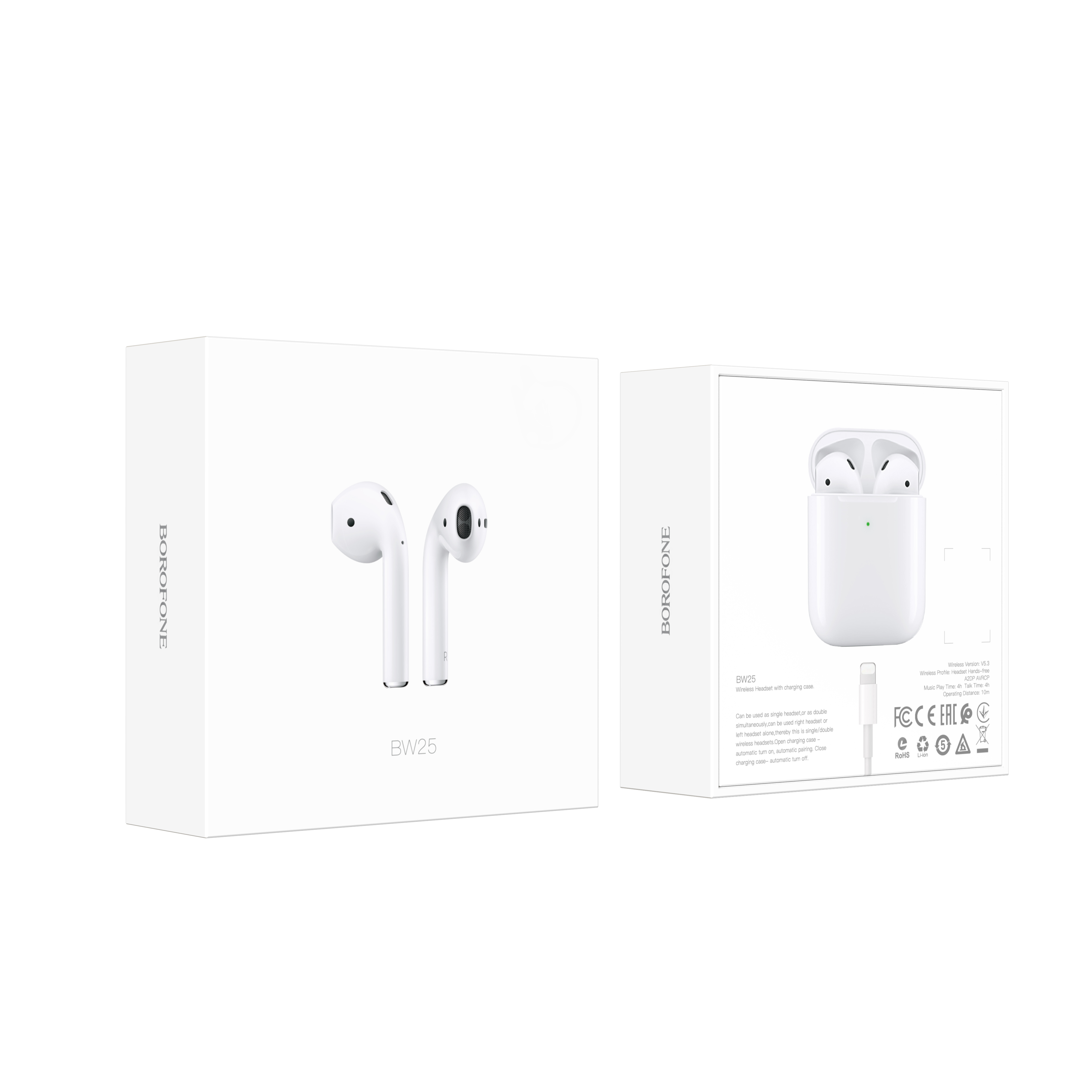 Беспроводные наушники BOROFONE BW25 True Wireless Bluetooth Earphone, белые