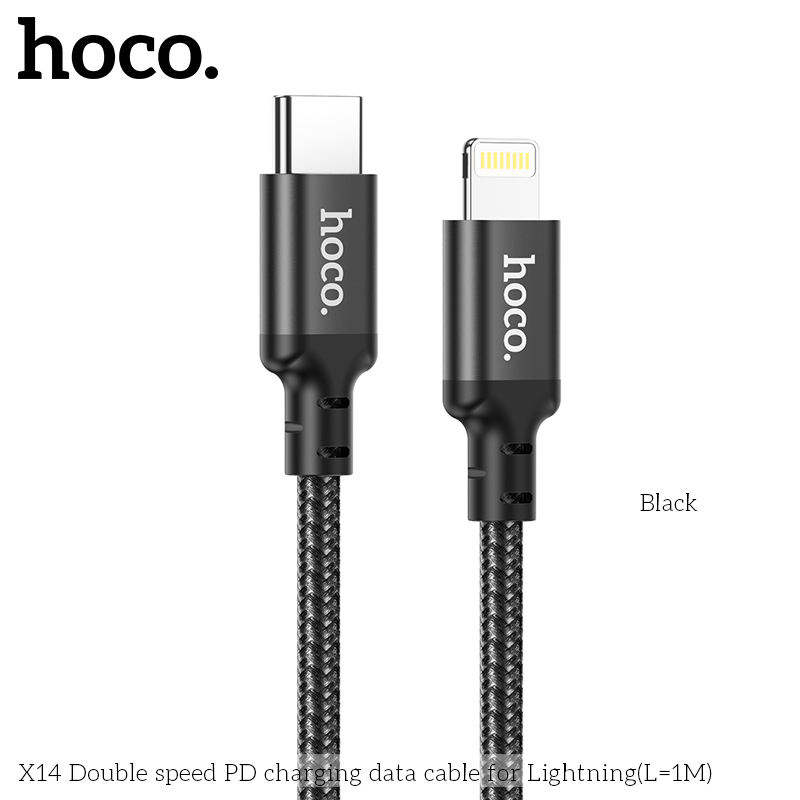 USB-C кабель HOCO X14 PD 20W Type-C to Lightning (100см), черный