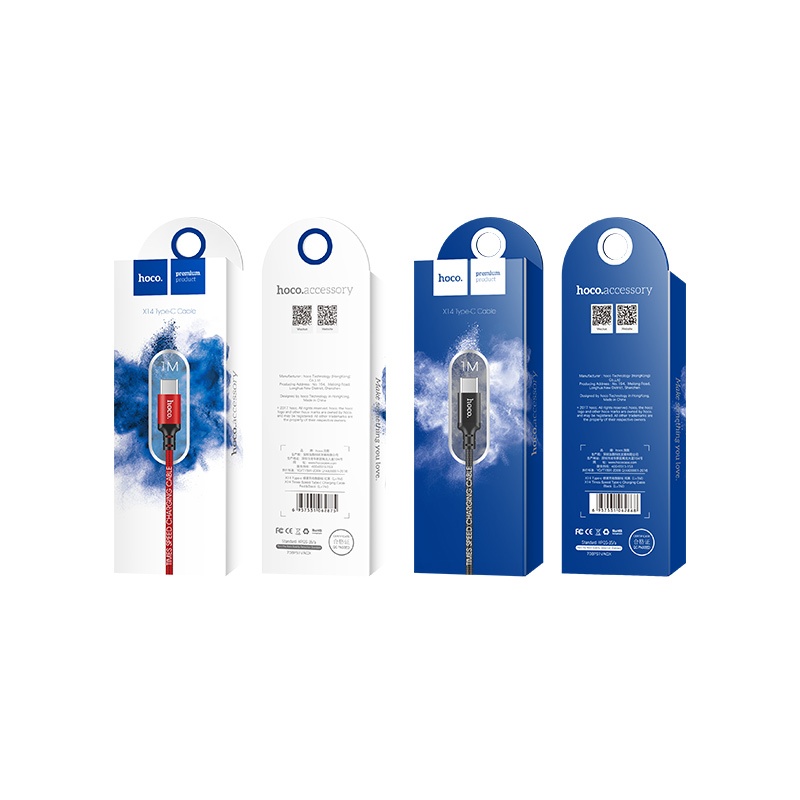 USB кабель Type-C HOCO X14 Times (100см), черно-красный