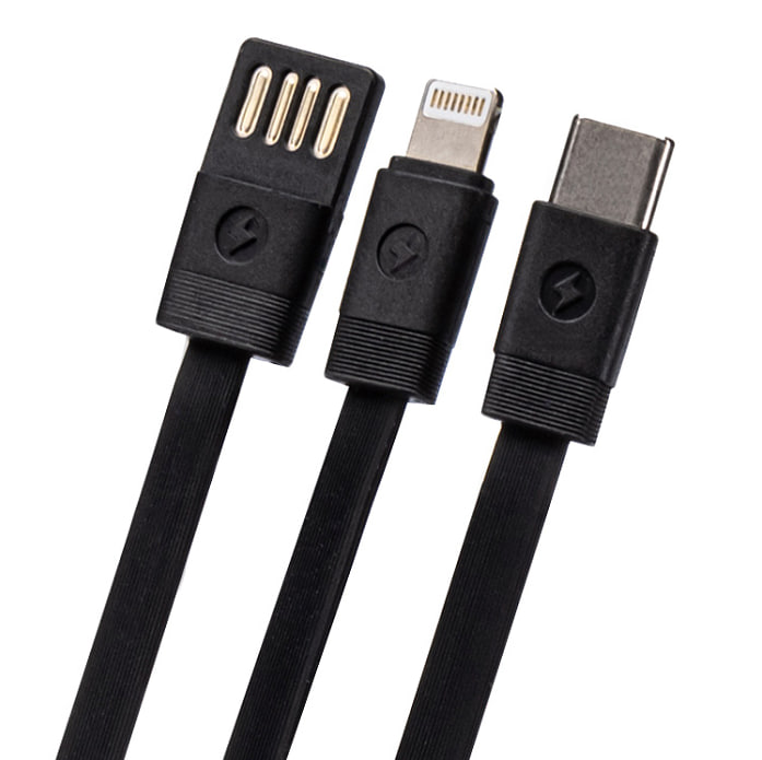 Внешний аккумулятор Power Bank 10000 mAh WALKER WB-615, 22,5W c 3 встроенными кабелями, черный