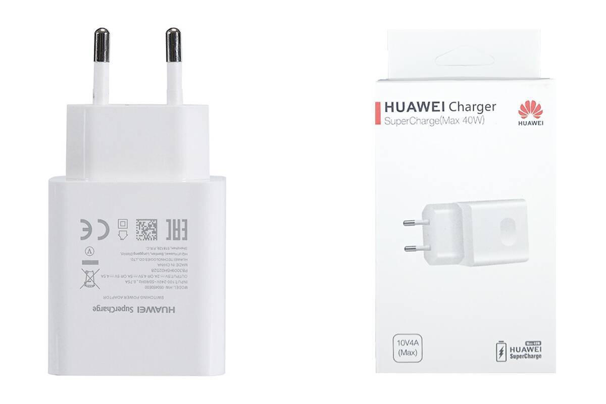 Сетевой адаптер USB для Huawei Super Charge 40W с кабелем Type-c, Orig, белый