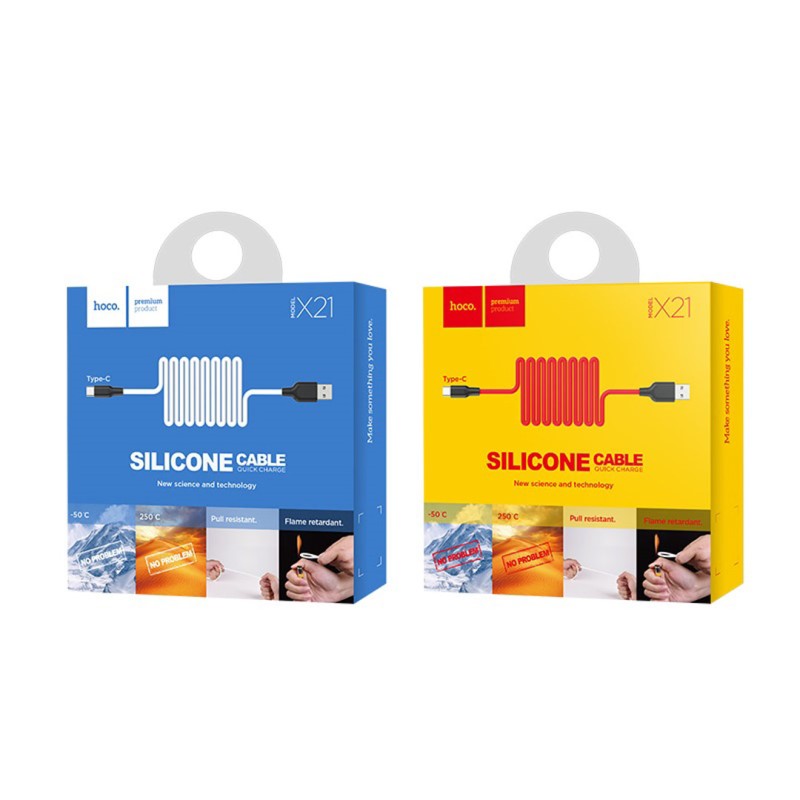 USB кабель Type-C HOCO X21 Silicone (100см), черно-красный_уд
